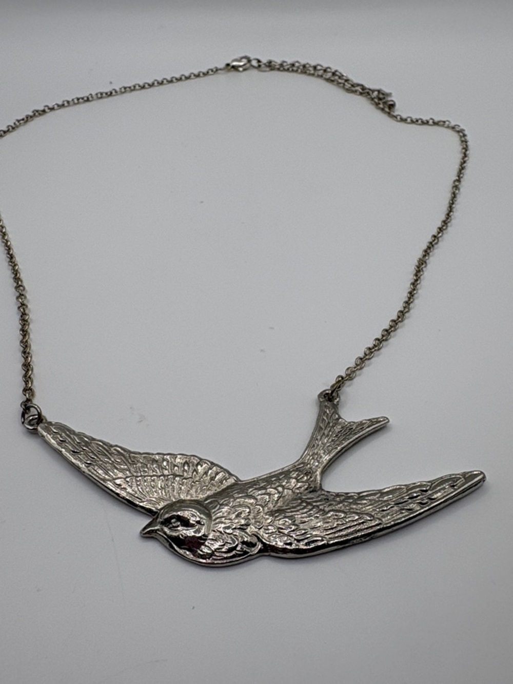 Vintage Silver Bird in Flight Necklace 18-20”